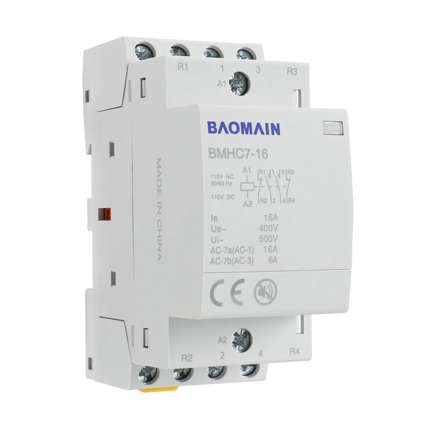 Baomain Hum-free DC/AC Modular Contactor DC/AC/12V/24V/110V/220V Circuit Control 35mm DIN Rail