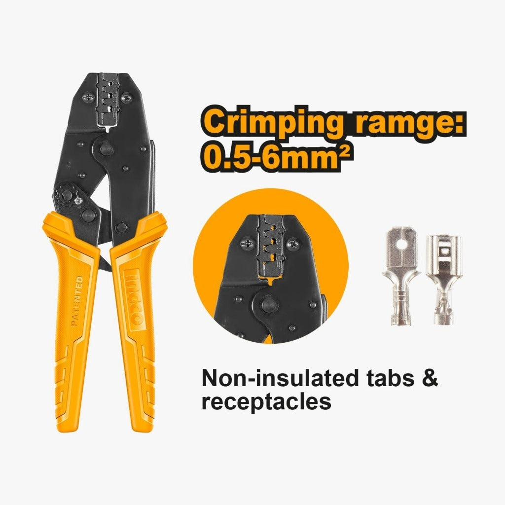 INGCO Non Insulated Tabs & Receptacles Crimping Plier 0.5- 6MM2 HRCPC0506