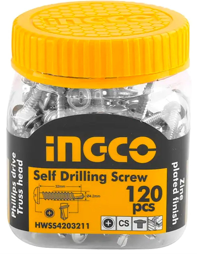 INGCO Truss Head S/drilling Screw 1-1/4"X#8(4.2X32mm)120/BOTTLE HWSS4203211