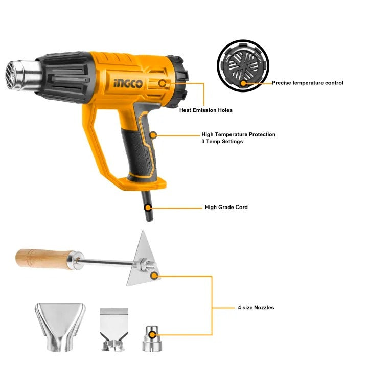 INGCO 3 Stages Heat Gun 2000W HG200047 – view 5