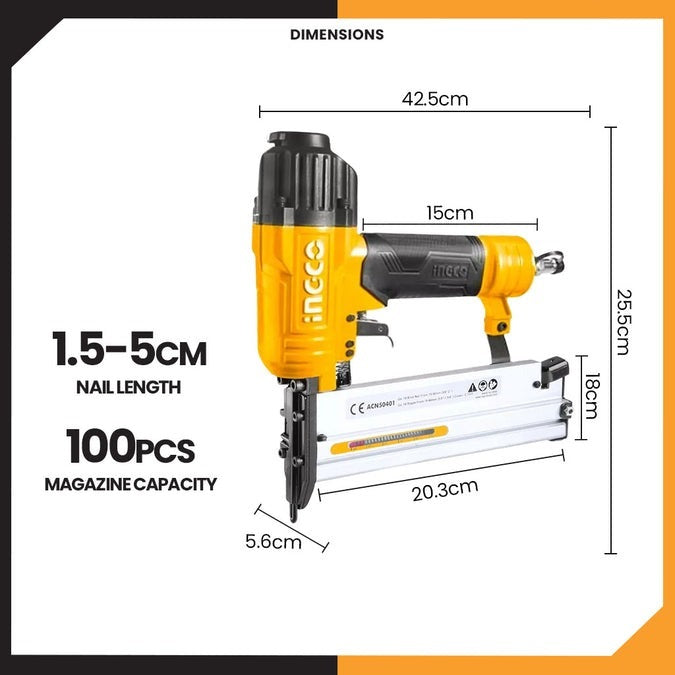 INGCO 2 in 1 Air Combo Brad & Crown Nailer ACN50401 โ view 4