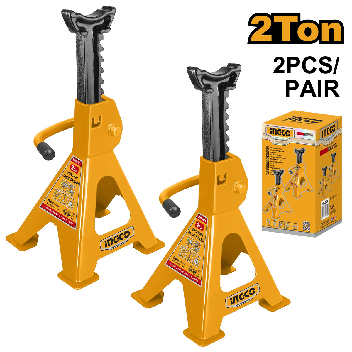 INGCO 2 Ton Jack Stand 2pcs pair Height 250~380mm HJS0201