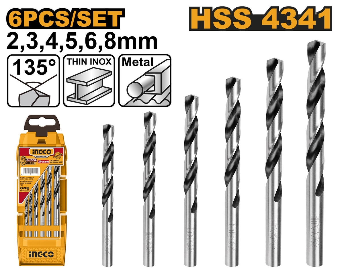 INGCO 6pcs HSS Drill Bit set Size 2,3,4,5,6,8mm AKD1055 – view 2