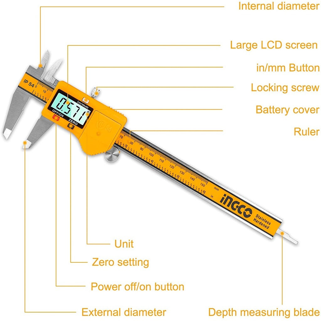 INGCO IP54 Digital Caliper 0-200mm 0.01mm HDCD28200 โ view 3