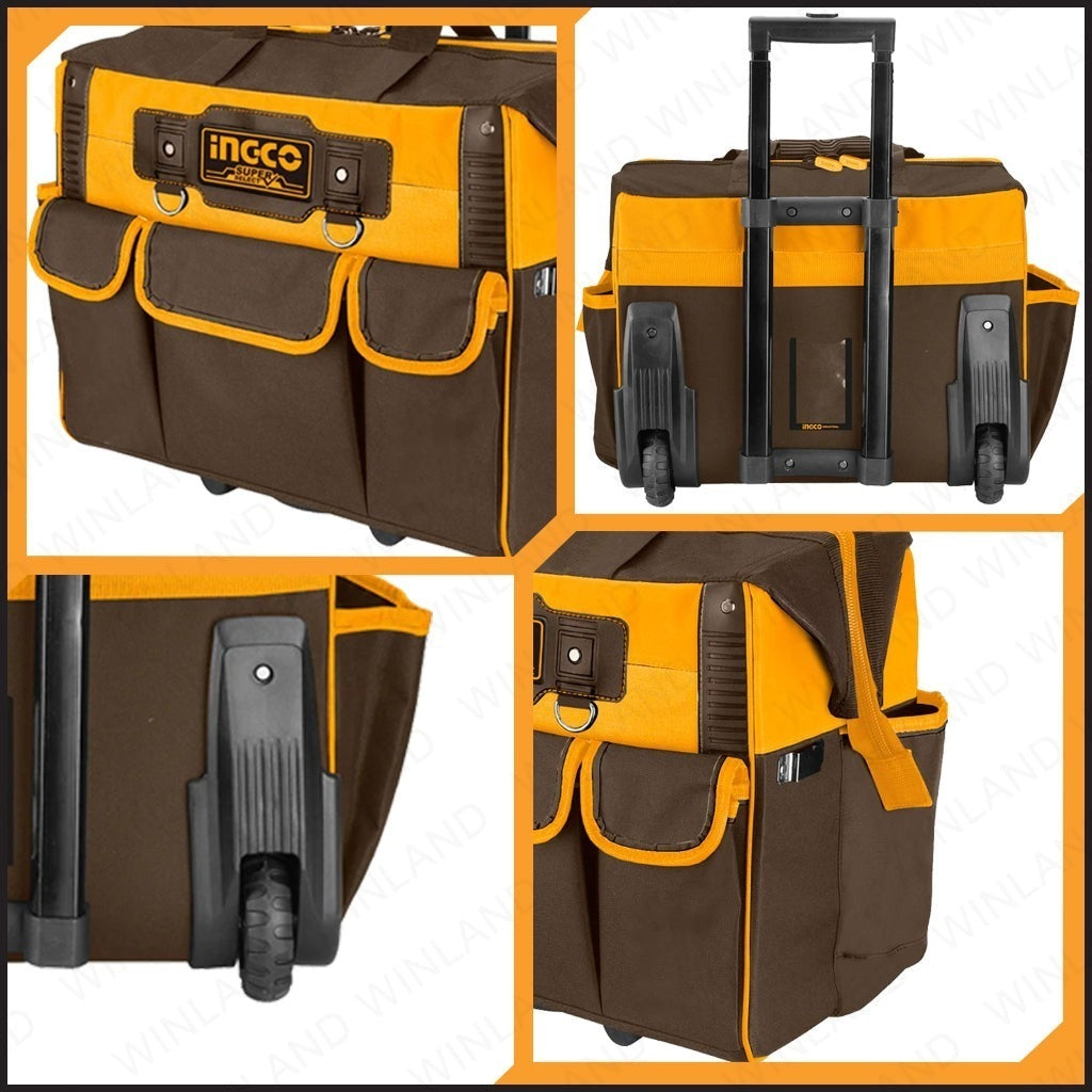 INGCO 20" Telescopic Handle Wheeled Tool Bag 450X280X360mm HRRTB2015 โ view 3