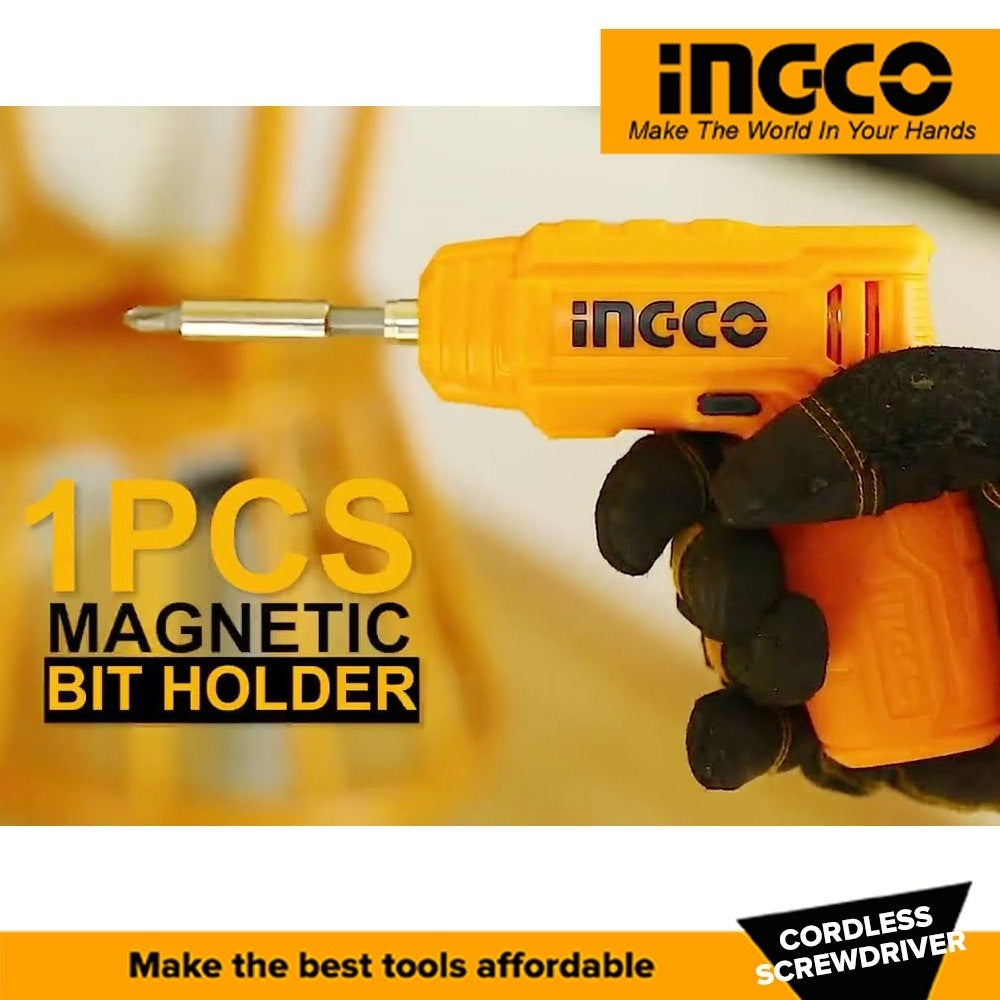 INGCO 4V LI-ION Cordless Screwdriver with 9 Bits set (No USB Charger) CSDLI0458 – view 3