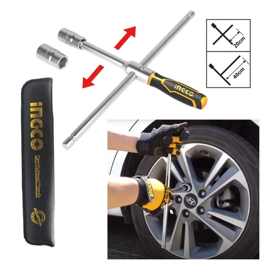 INGCO Rapid Cross Wrench with 17,19,21,23mm Socket & Leather Bag HRCW40231 โ view 3