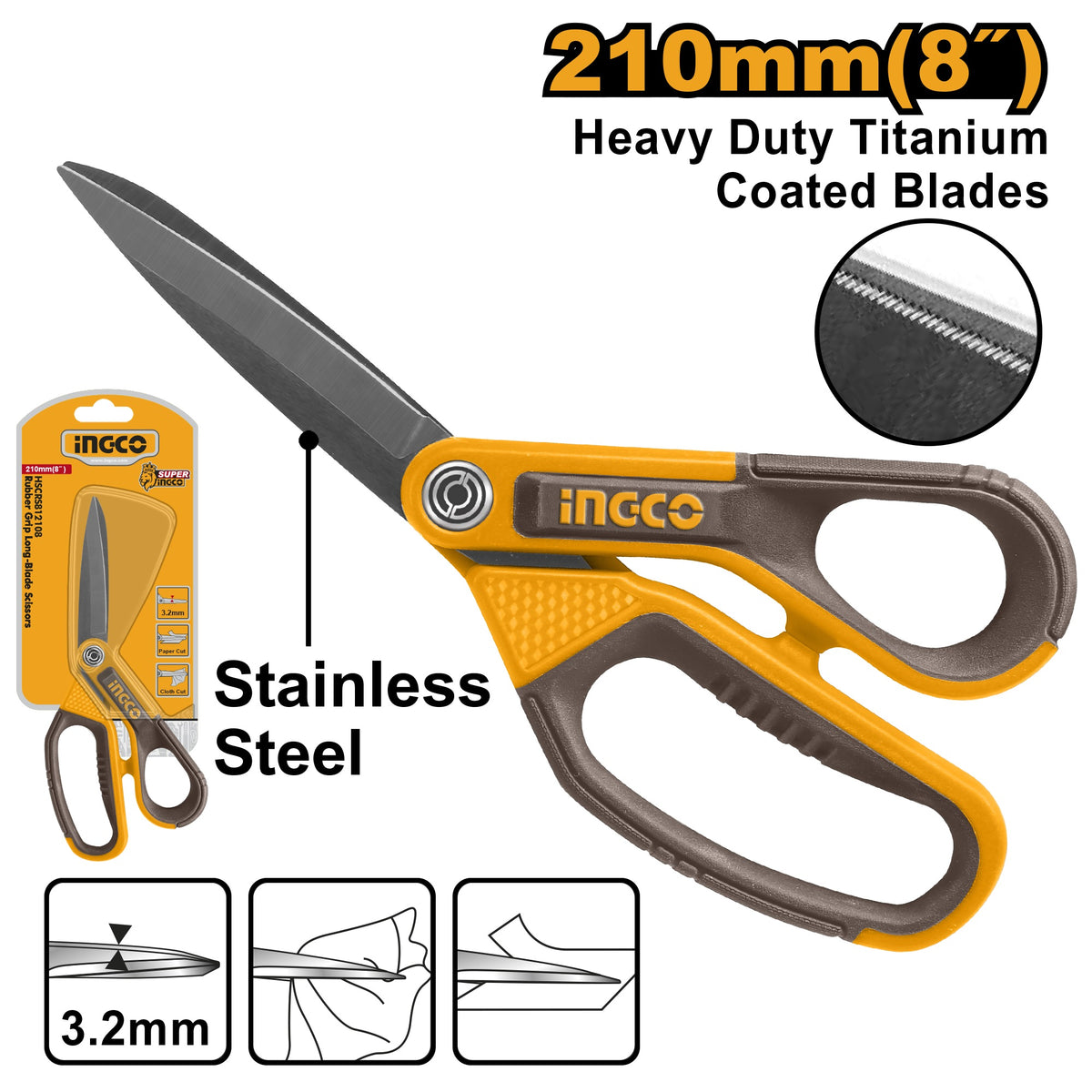 INGCO Scissor Stainless Steel Blade 8" 210mm HSCRS812108