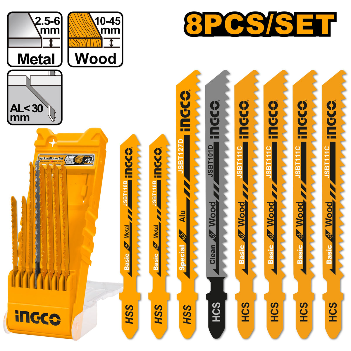 INGCO 8pcs Jig Saw Blades set AKD8088