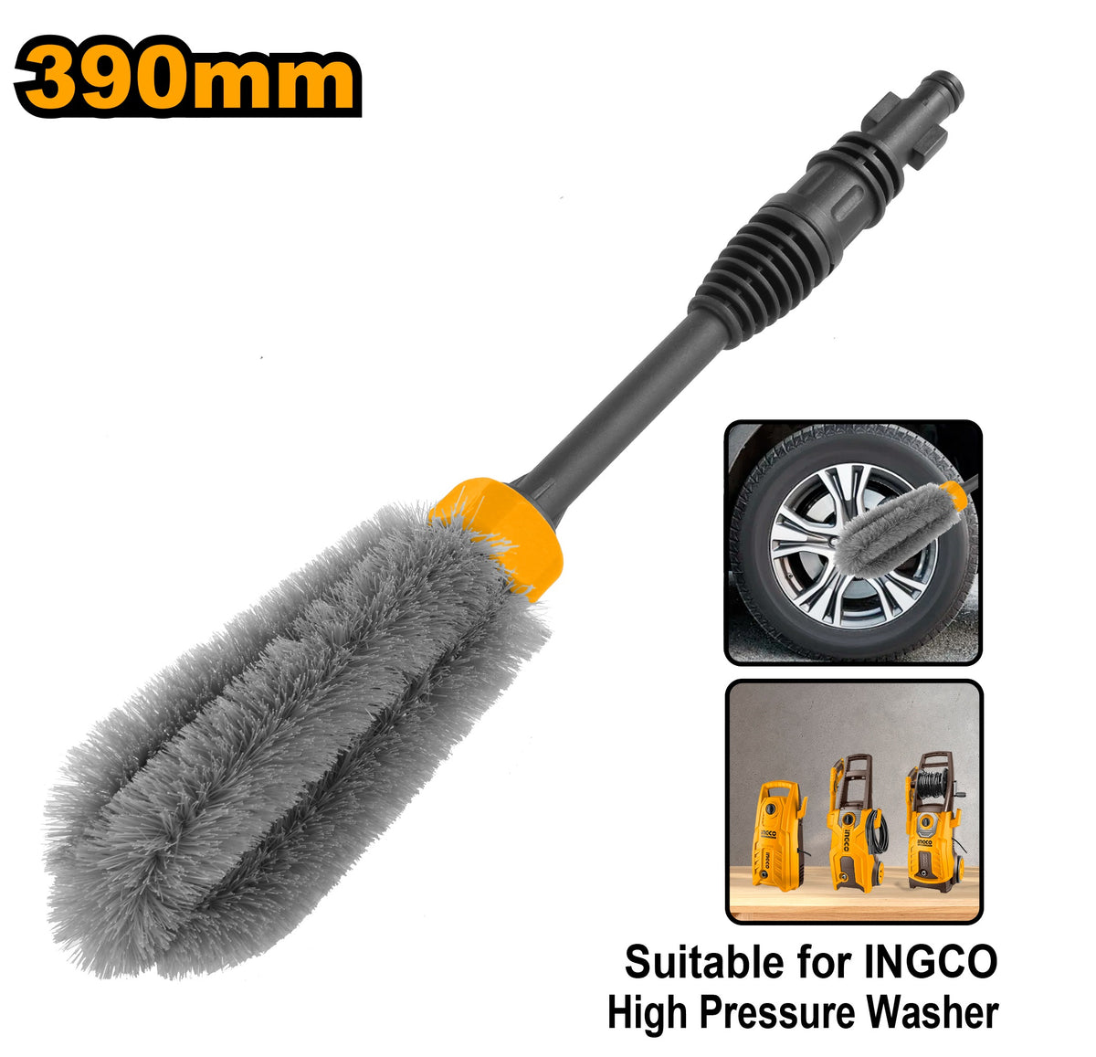 INGCO High Pressure Washer Car Wheel Brush 390mm Length AMWB1781