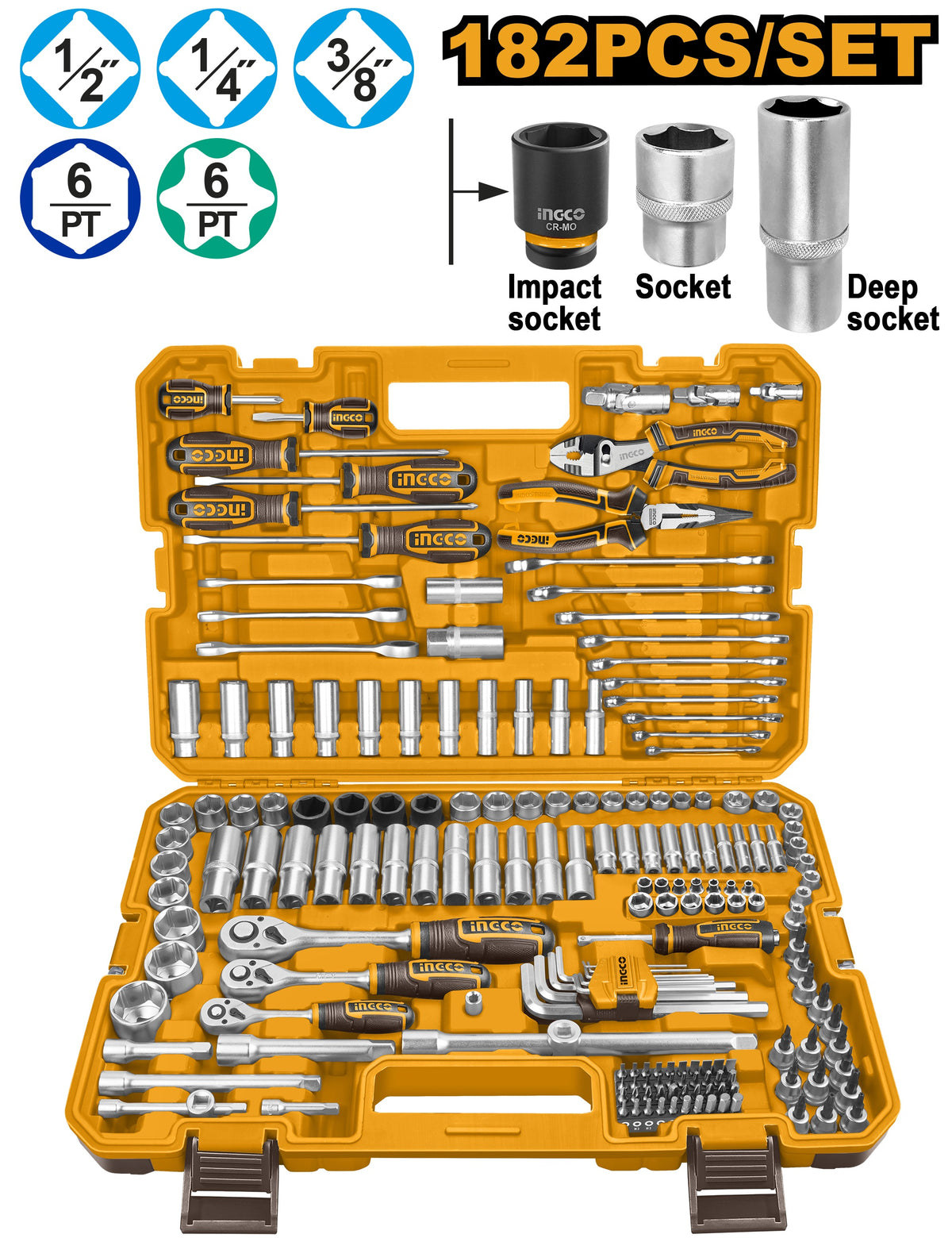 INGCO 182pcs Combination Tool set HKTHP51828