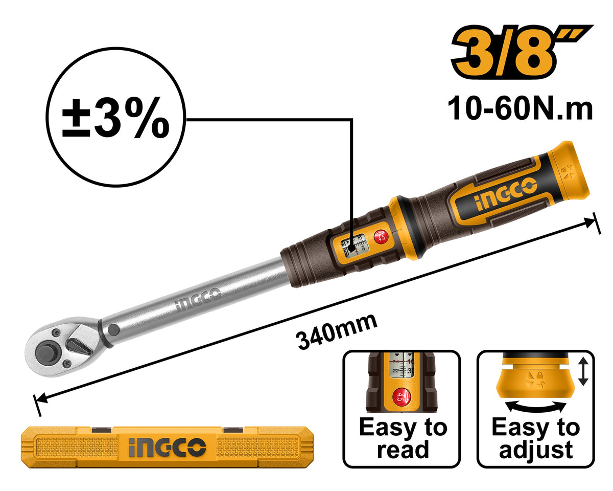 INGCO 3/8" DR. Torque Wrench 10~60Nm HPTW3860N8