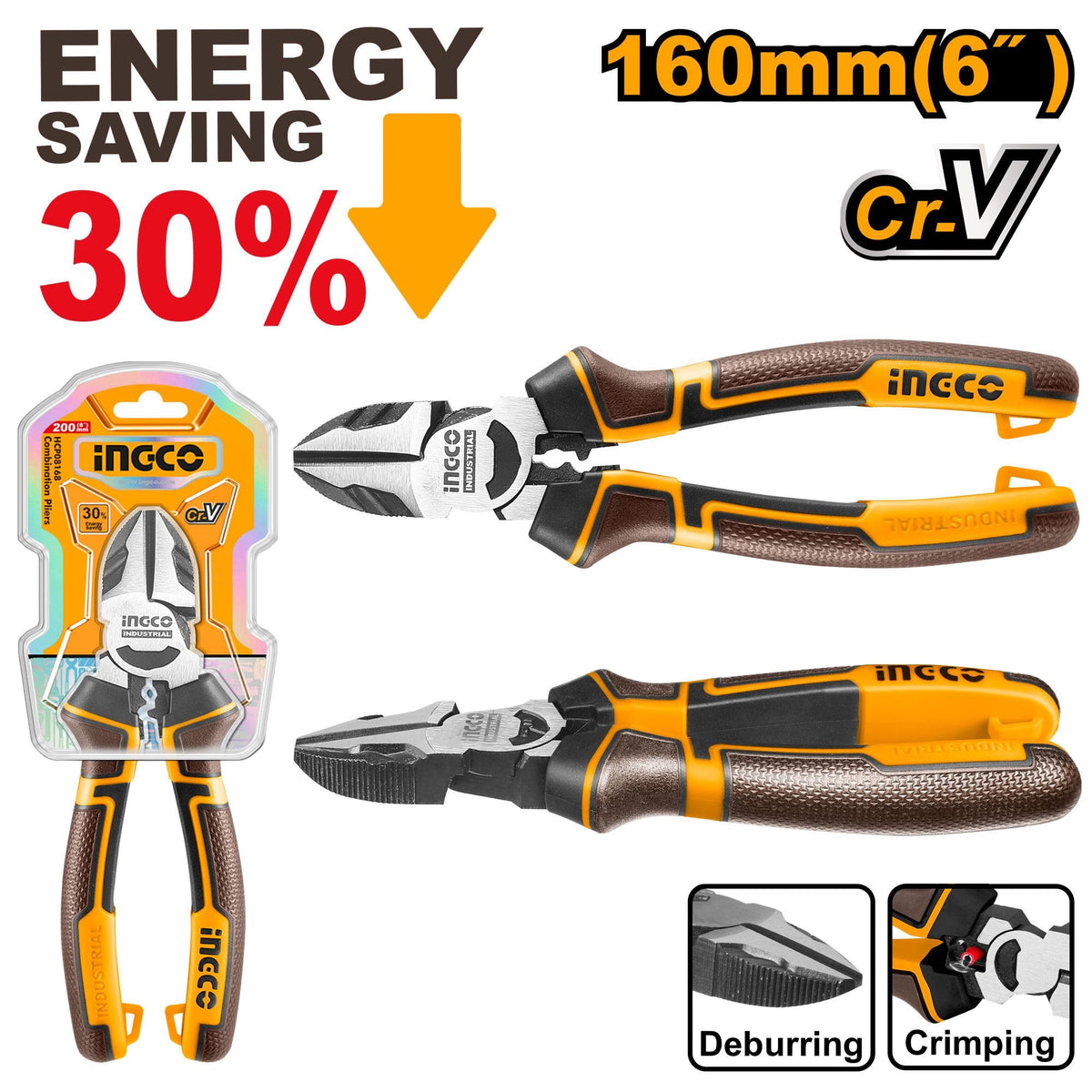 INGCO High Leverage Cr.v Diagonal Cutter Black Polished HHLDCP28160