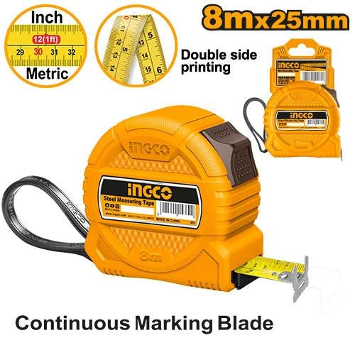 INGCO Steel Measuring Tape 8m/26FT 25mm Blade HSMT39825
