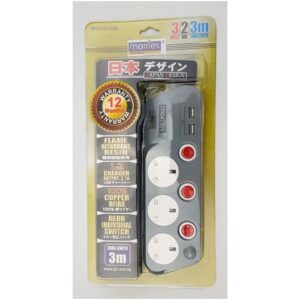 Morries MS33 Series 13A 3M Extension Cord with 2 USB Ports