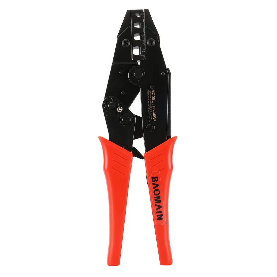 Baomain Ratchet Crimper Plier HS-35WF Work for Cord End Ferrel Terminals 8-2 AWG
