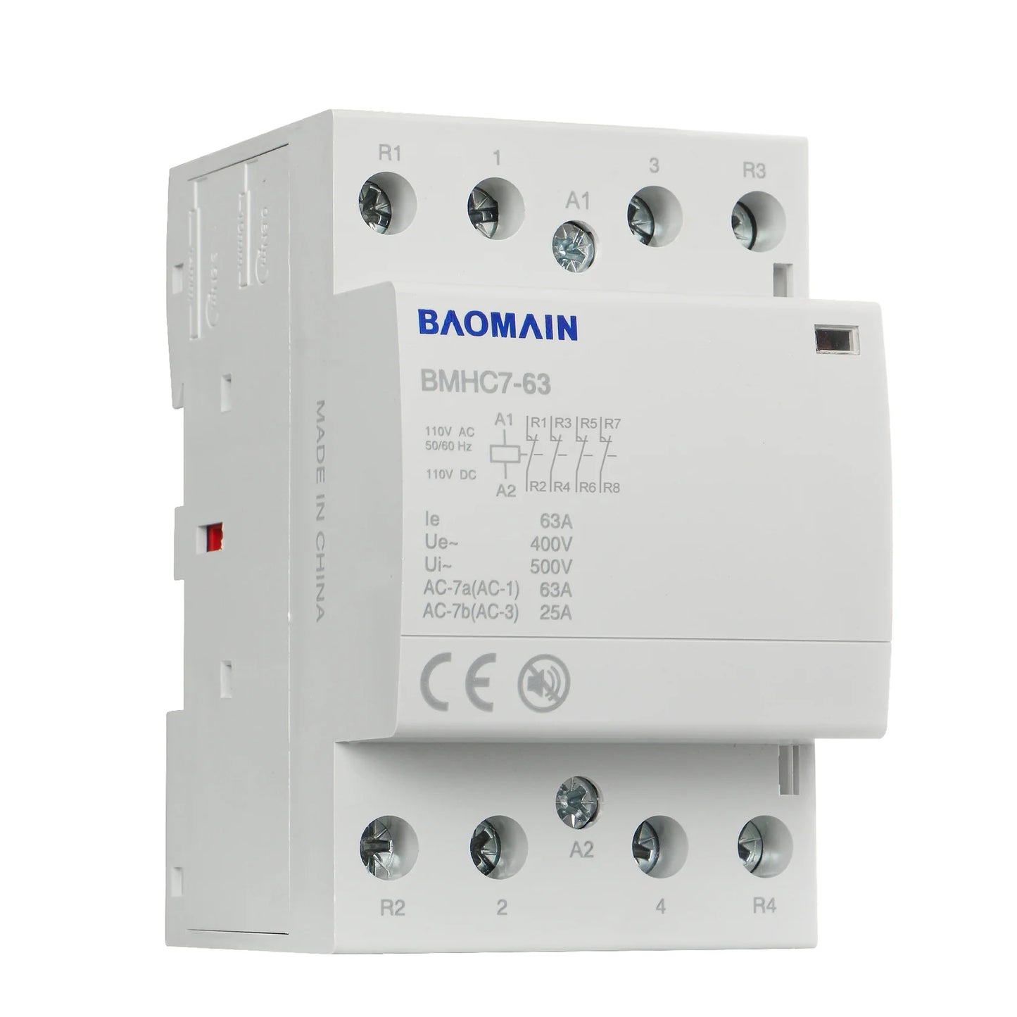 Baomain Hum-free DC/AC Modular Contactor DC/AC/12V/24V/110V/220V Circuit Control 35mm DIN Rail