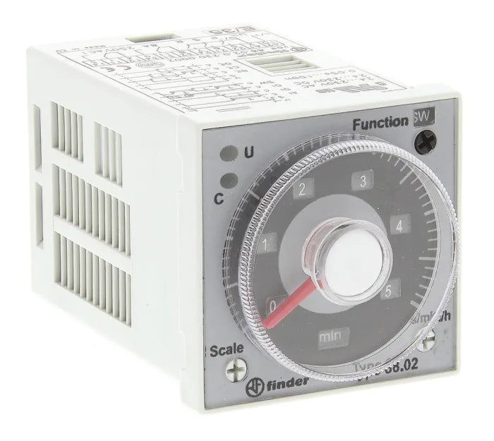 Finder 88 Series Series Panel Mount Timer Relay, 24 → 230V ac/dc, 2-Contact, 0.05-10 min, 0.05-10h, DPDT