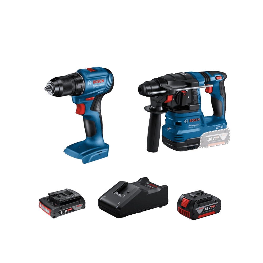 BOSCH Professional Combo Kit Set - GSR 185 LI and GBH 185 LI comes with battery pack and charger