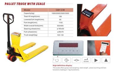 Aiko 3 Ton Weighing Pallet Truck with PU Wheels and without Printer | Model : PT-CBYCW3-550
