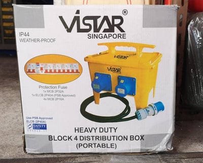 VISTAR 220V Heavy Duty Block 4 Distribution Box (Portable) | Model : CEE-ELCB-4W