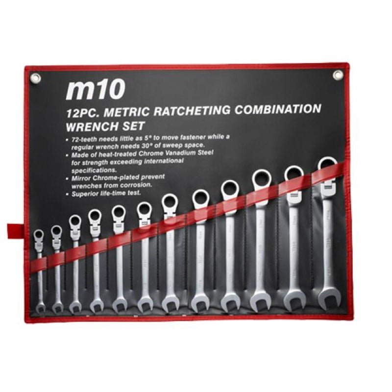 M10 Gear Ratchet Flex Combination Wrench Set 12fr 8mm To 19mm - 12pcs | Model : M10-005-057-712