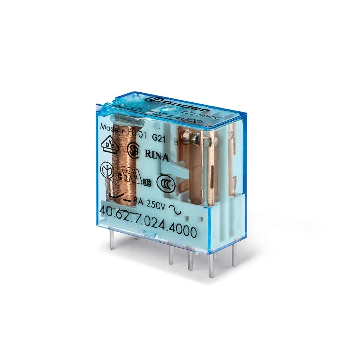 Finder Power Relay,Plug In 24V dc Coil, Switching Current, DPDT