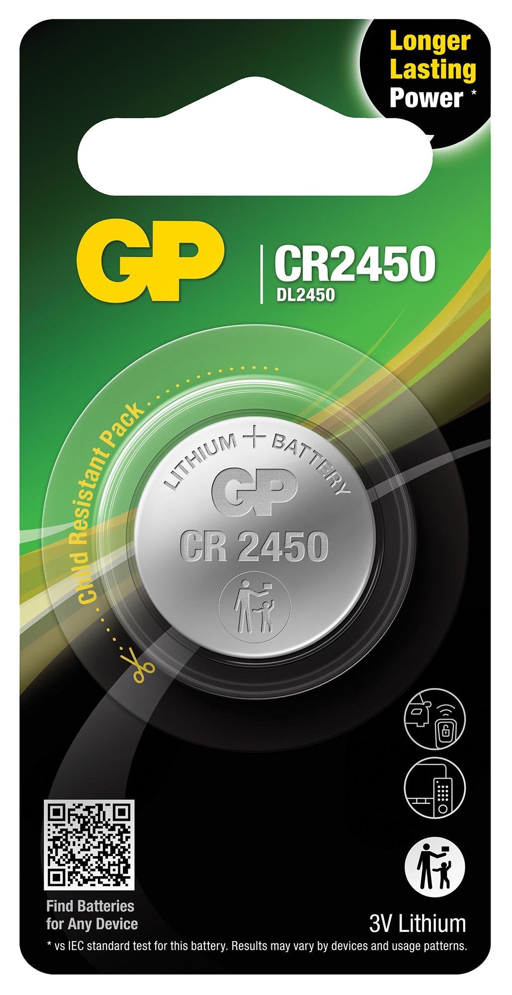 GP CR2450 Battery- Lithium 3V
