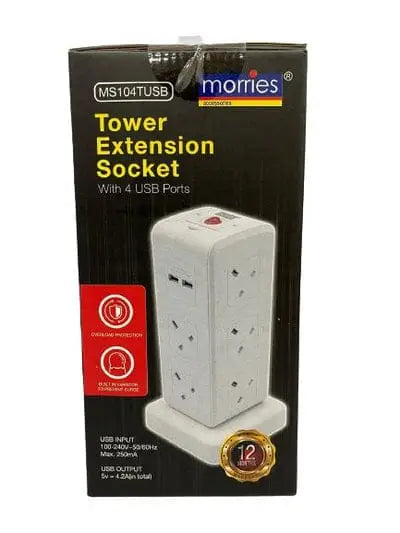 Morris 10Way Extension Socket Tower | Model ESK-MS104