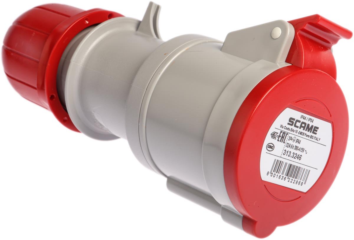 Scame IP44 Power Socket 32A 415V 3P+N+E Cable Mount