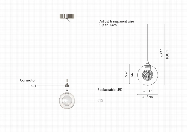LINIQ AURA 3W 3000K PENDANT LIGHT
