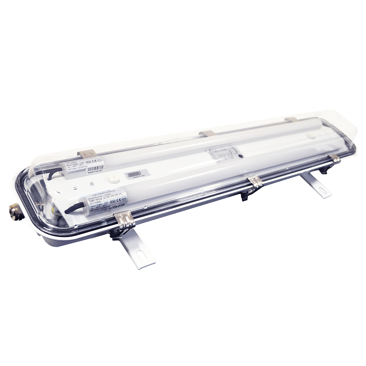 SOP LWS22-SB 2x12.5W SUS316 2FT LED WATERTIGHT LUMINAIRE AC220-240V 50/60Hz 2300LM 5000K IP67 WITH BATTERY BACKUP 3HR