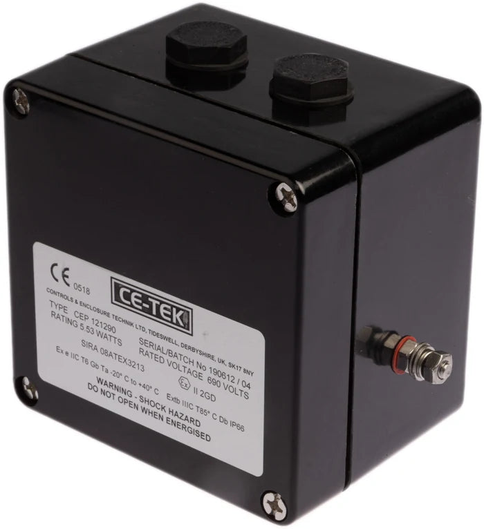CE-TEK Exe IP66 Carbon Loaded Anti-Static Black GRP Enclosure