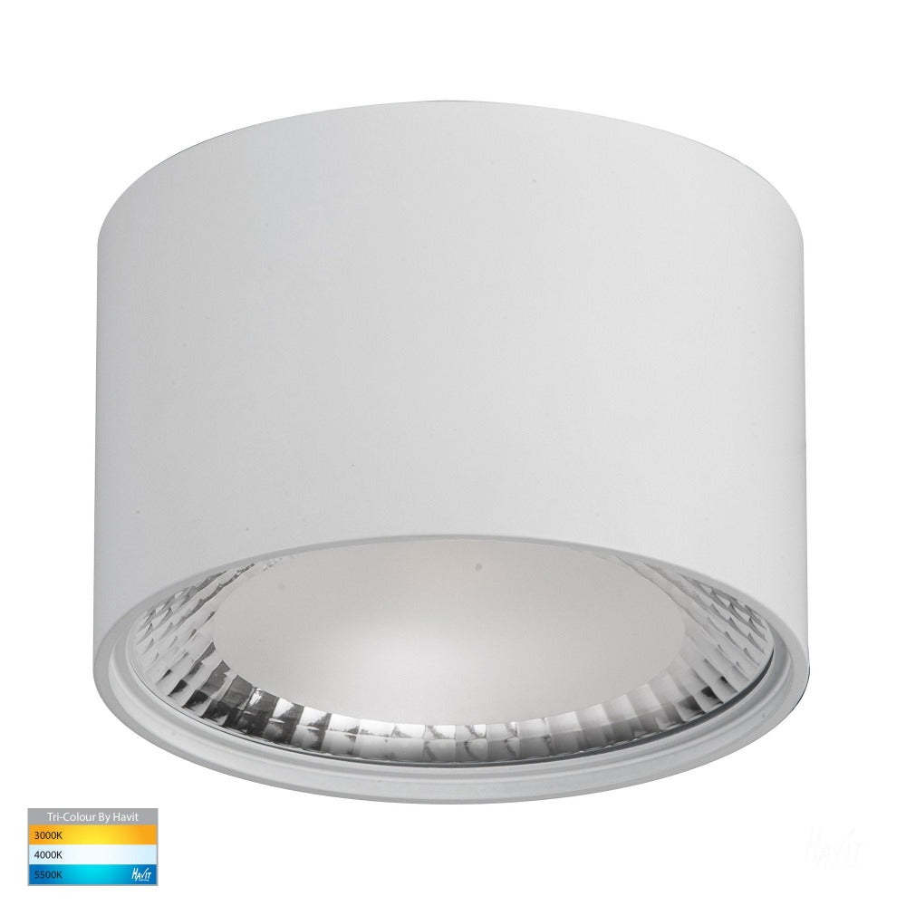 Lite-Ace LED 3812R (12W LED) 3000K Aluminium Surface Mounted Round Downlights With Anodised Aluminium Reflectors With Semi-Frosted Glass Diffuser c/w Lamp and Non-Dim Driver
