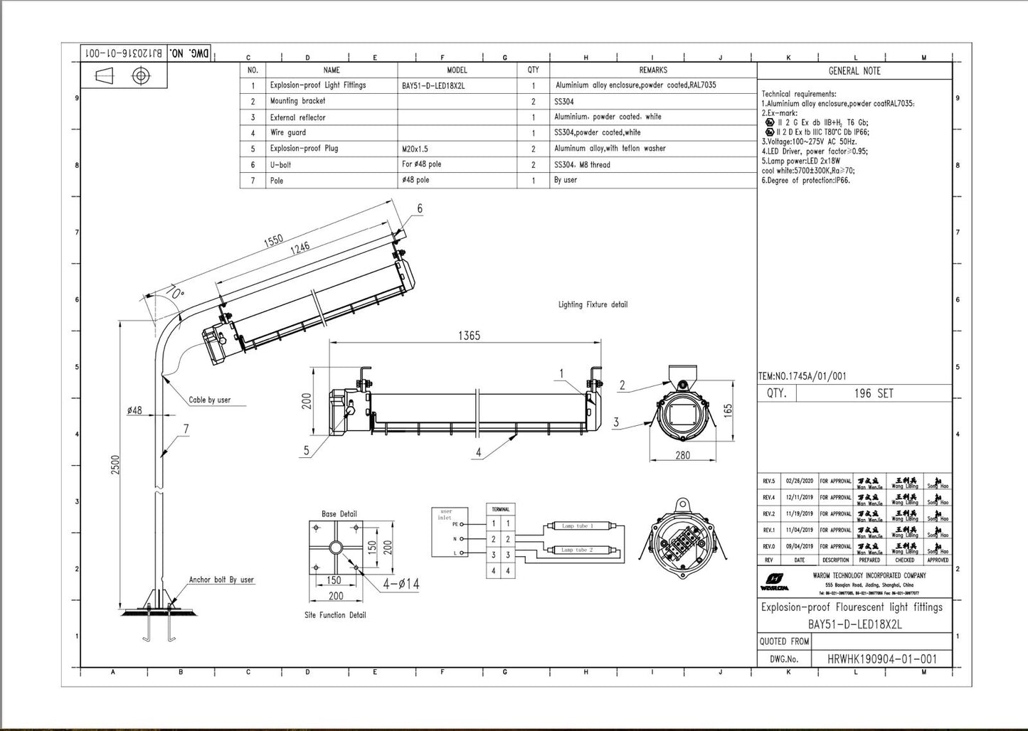 BAY51-D-LED18 X 2L Explosion Proof Light Fitting