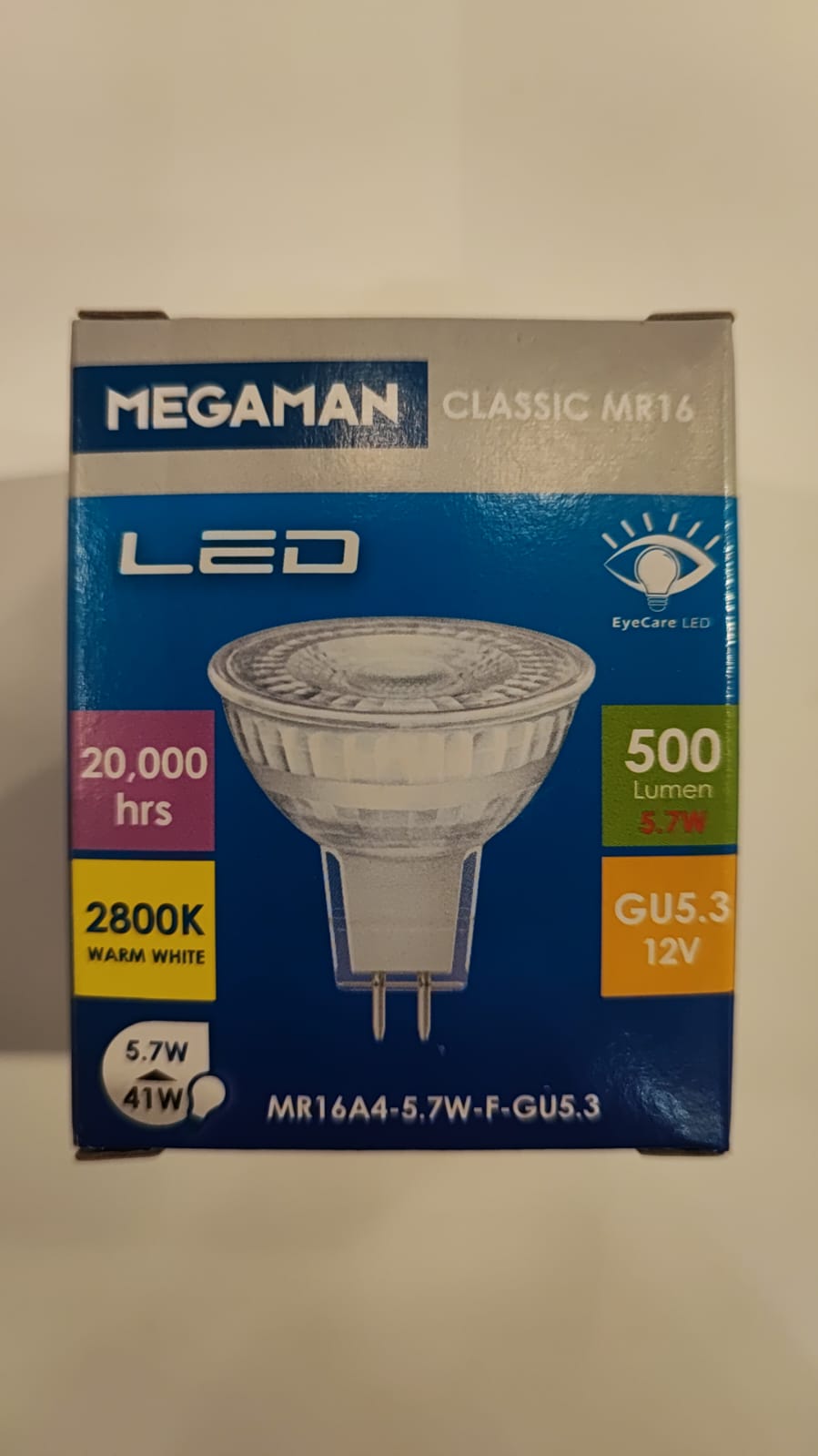 Megaman MR16A4-5.7W-F-GU5.3- 2800K Led Bulb, Led light Bulbs delight