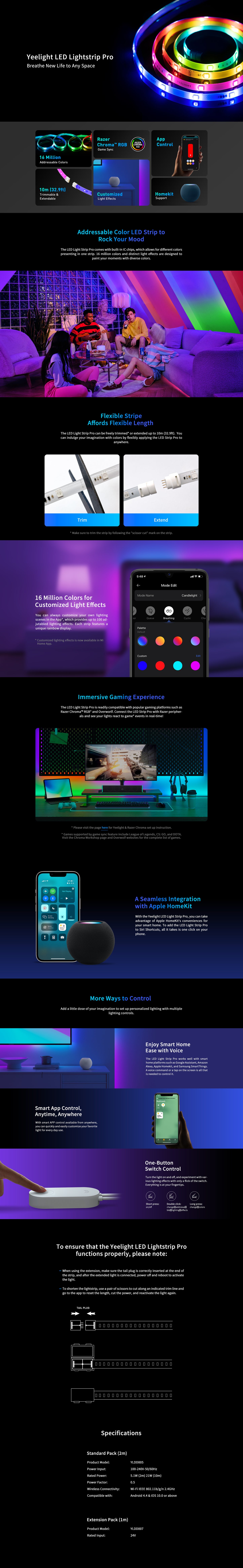 Yeelight Lightstrip Pro (2M) (Color) /Extension (1M)