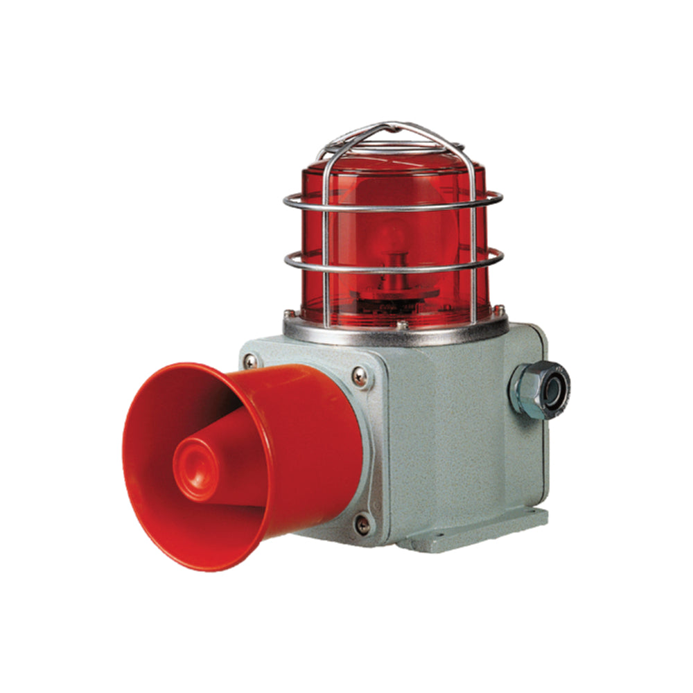 Qlight QWP-SHD-S-WS-220-R HEAVY DUTY WARNING LIGHT WITH PHONE XENON STROBE 5 WARNING SOUND 220VAC RED