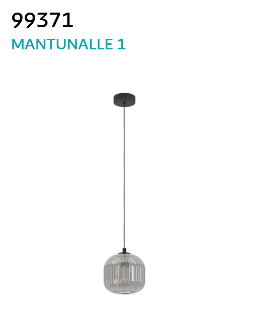 EGLO MANTUNALLE 1 Black Pendant Light Without Bulb