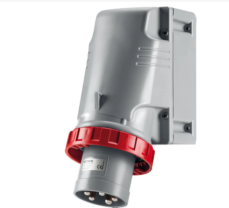 Scame, OPTIMA-TOP IP67 Red Wall Mount Mount 3P+N+PE Straight Industrial Power Connector, 63A, 415V
