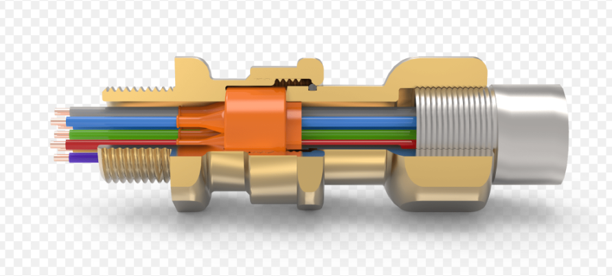 Hawke Eexd/Eexe II IP66 Armoured NICKEL PLATED brass cable gland c/w locknut , earthtag , nylon washer