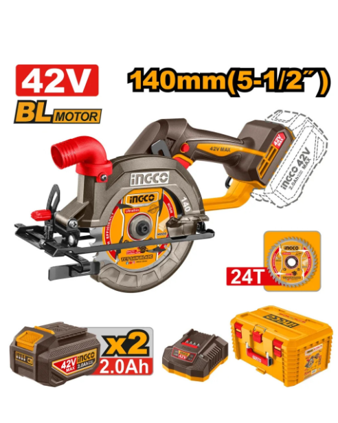 INGCO 42V BL 5- 1/2" circular saw 2X2.0AH +Storage box