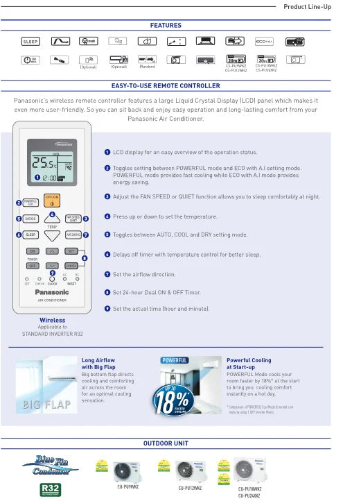 PANASONIC X-PREMIUM SYSTEM 1 R32 INVERTER AIRCON (SUPPLY ONLY)
