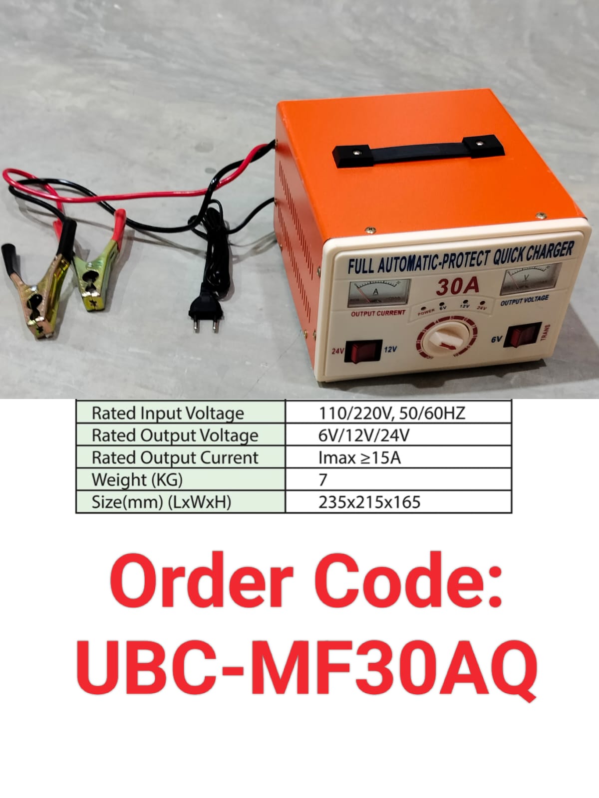 Unicell 6V/12V/24V 30A Lead acid battery charger