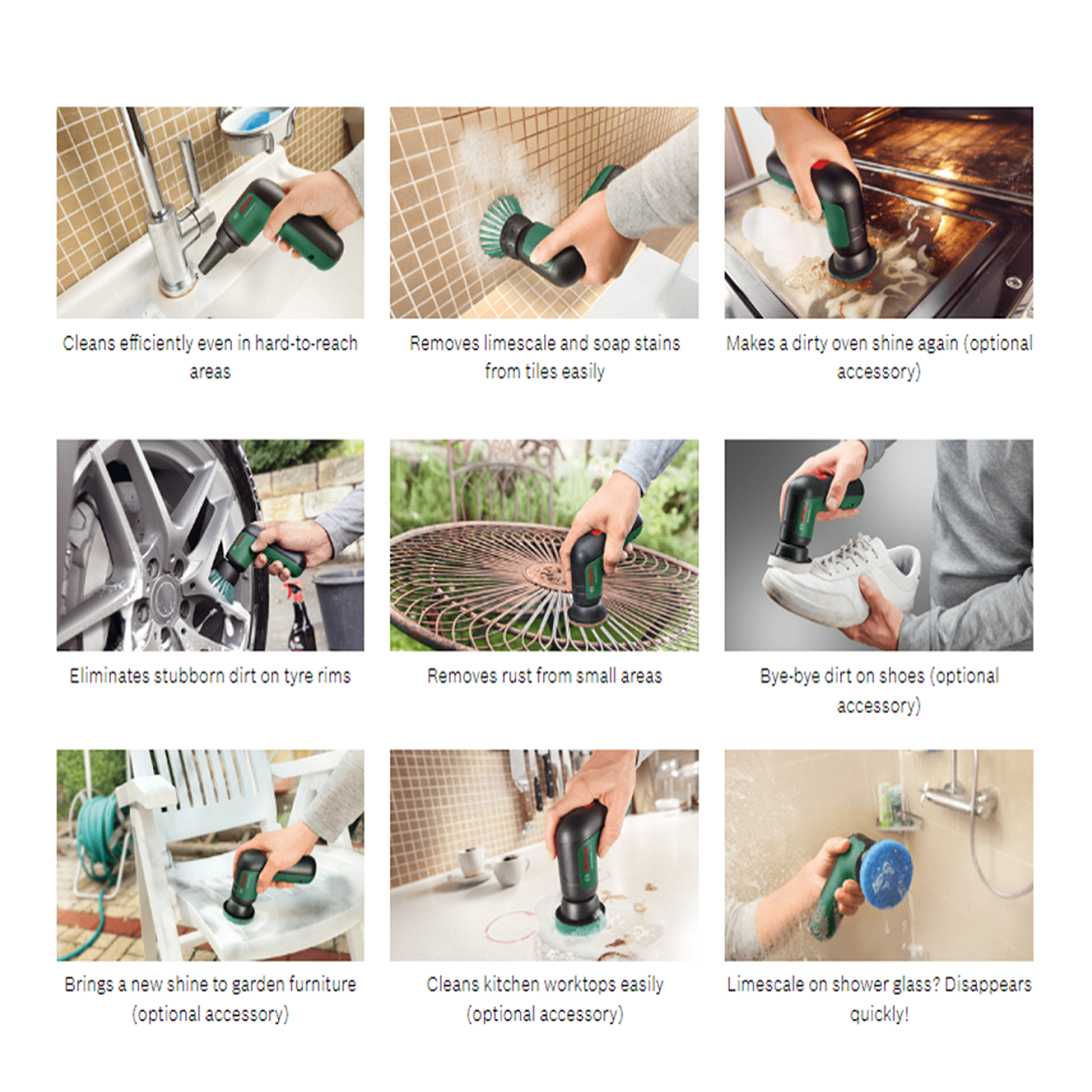 Bosch Cordless Universal Brush Cleaning Brush Set 3.6V | Power Scrubber