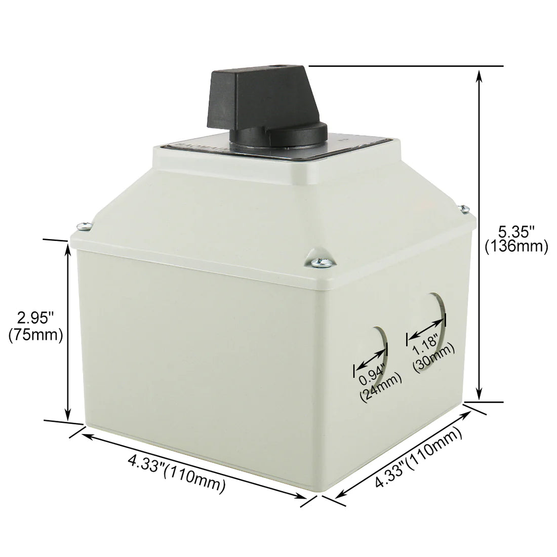 Baomain Rotary Changeover Switch SZW26-40/D303.3D, with Box, 660 V 40 A, 3-Position, 3-Pole, 12-Terminal