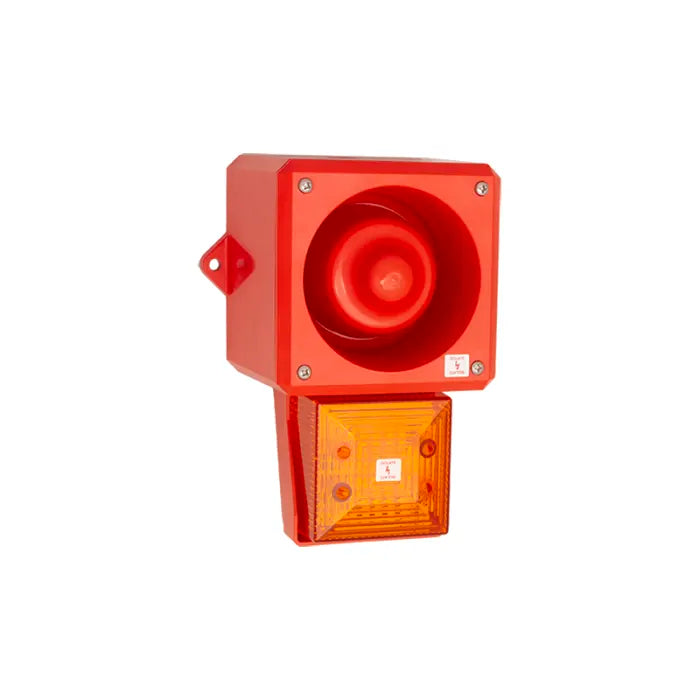 Clifford & Snell YL50 Series Amber Beacon-Sounder Combination, IP66 24V dc Bulkhead Mount, Wall 112 dB @ 1m