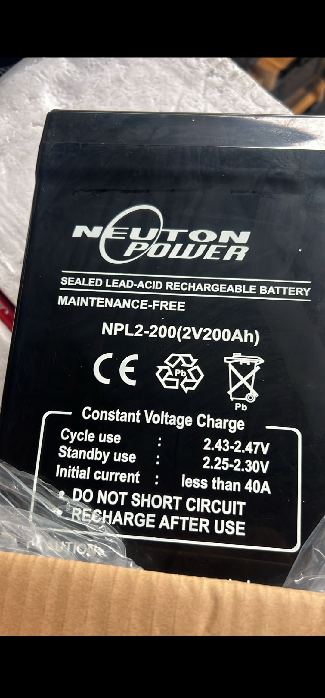 Neuton Power 2V 200Ah Sealed mf Battery