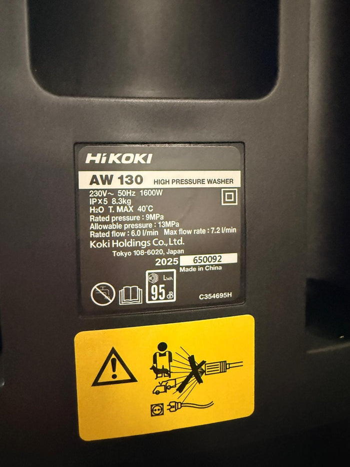 Hikoki High Pressure Washer 130 Bar | Model AW130-T