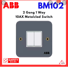 ABB BM102 2Gang 1Way Switch 10AX - metal clad